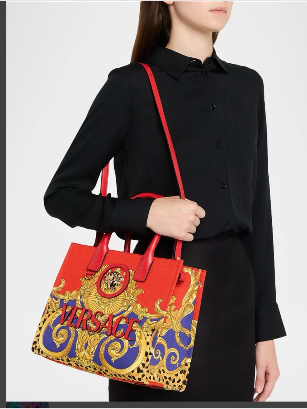 Versace Red Baroque Logo Tote Bag - Picture 7 of 7